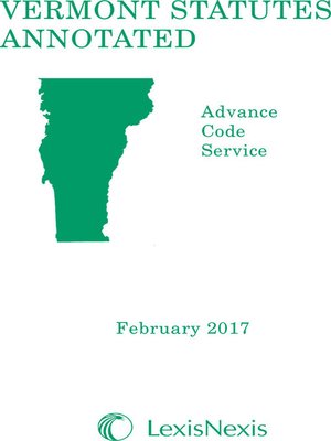 cover image of Vermont Statutes Annotated Advance Code Service